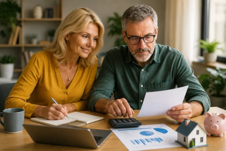 A person using a laptop to view a Lump Sum Repayment Calculator for their Australian home loan.